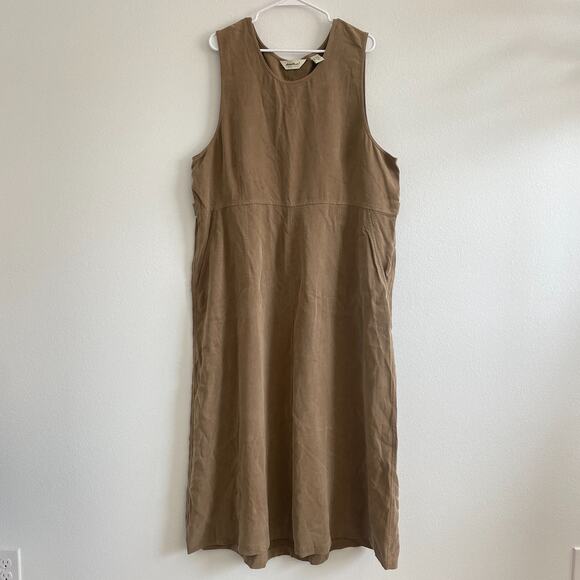 Vintage 90s Eddie Bauer Dress Women XXL Brown Tencel Maxi Cottage Cabincore Soft - Picture 1 of 7